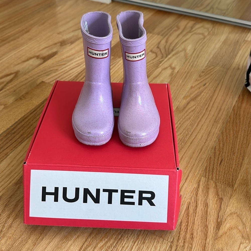 Toddler hunter boots purple glitter
